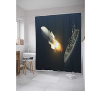 Штора (занавеска) для ванной JoyArty "Старт баллистической ракеты" из сатена, 180х200 см с крючками, sc_31646