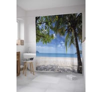 Штора (занавеска) для ванной JoyArty "Райский остров" из сатена, 180х200 см с крючками, sc_31495