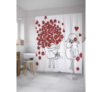 Штора (занавеска) для ванной JoyArty "Это есть любовь" из сатена, 180х200 см с крючками, sc_31505