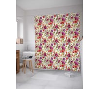 Штора (занавеска) для ванной JoyArty "Цветочная красота" из сатена, 180х200 см с крючками, sc_30314