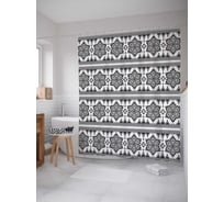 Штора (занавеска) для ванной JoyArty "Ряды монохромных снежинок" из сатена, 180х200 см с крючками, sc_30410