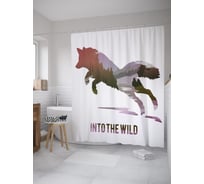 Штора (занавеска) для ванной JoyArty "Дикий лис" из сатена, 180х200 см с крючками, sc_39219