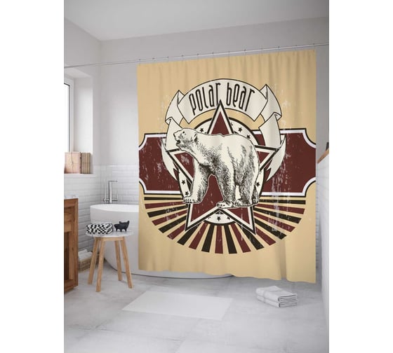 Штора (занавеска) для ванной JoyArty "Звезда в почёте" из сатена, 180х200 см с крючками, sc_30358 1