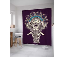 Штора (занавеска) для ванной JoyArty "Узорчатый индийский слон" из сатена, 180х200 см с крючками, sc_30364