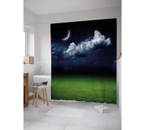 Штора (занавеска) для ванной JoyArty "Тонкий месяц над океаном" из сатена, 180х200 см с крючками, sc_38844
