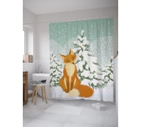 Штора (занавеска) для ванной JoyArty "Лиса зимой" из сатена, 180х200 см с крючками, sc_39223