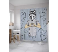 Штора (занавеска) для ванной JoyArty "Волк любовник" из сатена, 180х200 см с крючками, sc_31986