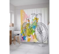 Штора (занавеска) для ванной JoyArty "Звездный велосипед" из сатена, 180х200 см с крючками, sc_30354