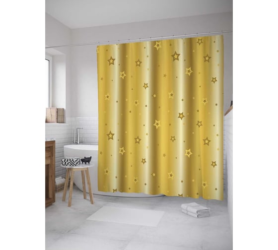 Штора (занавеска) для ванной JoyArty "Складки 3Д" из сатена, 180х200 см с крючками, sc_32417 1