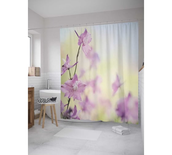 Штора (занавеска) для ванной JoyArty "Сакура крупным планом" из сатена, 180х200 см с крючками, sc_32412 1