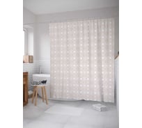 Штора (занавеска) для ванной JoyArty "Бежевые круги" из сатена, 180х200 см с крючками, sc_30535