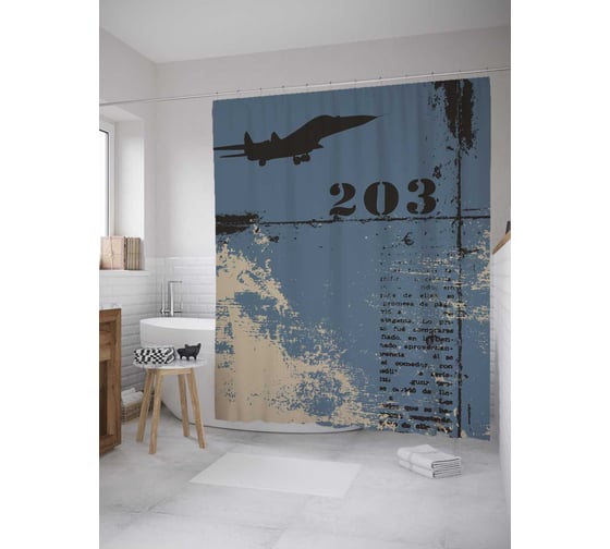 Штора (занавеска) для ванной JoyArty "Боевые самолеты" из сатена, 180х200 см с крючками, sc_32547 1