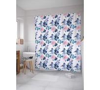 Штора (занавеска) для ванной JoyArty "Ночные цветы" из сатена, 180х200 см с крючками, sc_30400