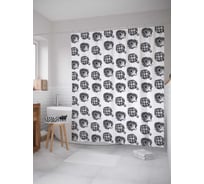 Штора (занавеска) для ванной JoyArty "Артишоки монохром" из сатена, 180х200 см с крючками, sc_38904