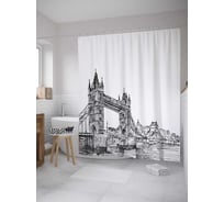 Штора (занавеска) для ванной JoyArty "Тауэрский мост" из сатена, 180х200 см с крючками, sc_31938