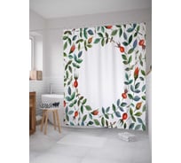 Штора (занавеска) для ванной JoyArty "Цветочный круг" из сатена, 180х200 см с крючками, sc_30311