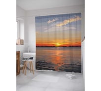 Штора (занавеска) для ванной JoyArty "Минималистичный закат" из сатена, 180х200 см с крючками, sc_30527