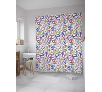 Штора (занавеска) для ванной JoyArty "Прозрачные цветные лепестки" из сатена, 180х200 см с крючками, sc_32231
