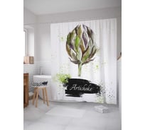 Штора (занавеска) для ванной JoyArty "Артишок" из сатена, 180х200 см с крючками, sc_38886