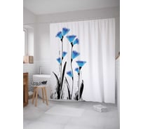 Штора (занавеска) для ванной JoyArty "Апрельские цветы" из сатена, 180х200 см с крючками, sc_30316