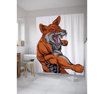 Штора (занавеска) для ванной JoyArty "Лис силач" из сатена, 180х200 см с крючками, sc_39224