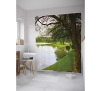 Штора (занавеска) для ванной JoyArty "Чистое озеро" из сатена, 180х200 см с крючками, sc_32224