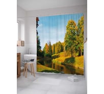 Штора (занавеска) для ванной JoyArty "Весенний лес" из сатена, 180х200 см с крючками, sc_30430