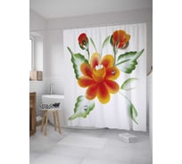 Штора (занавеска) для ванной JoyArty "Цветок акварелью" из сатена, 180х200 см с крючками, sc_32539