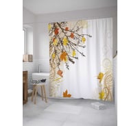 Штора (занавеска) для ванной JoyArty "Осенний листопад" из сатена, 180х200 см с крючками, sc_32510