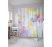 Штора (занавеска) для ванной JoyArty "Треугольные блики" из сатена, 180х200 см с крючками, sc_32448