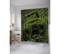Штора (занавеска) для ванной JoyArty "Машина с мохом" из сатена, 180х200 см с крючками, sc_30309