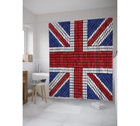 Штора (занавеска) для ванной JoyArty "Мозаика флага Великобритании" из сатена, 180х200 см с крючками, sc_39125