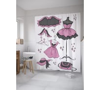 Штора (занавеска) для ванной JoyArty "Гардероб модницы" из сатена, 180х200 см с крючками, sc_39389