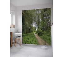 Штора (занавеска) для ванной JoyArty "Грунтовая дорога в лесу" из сатена, 180х200 см с крючками, sc_32377