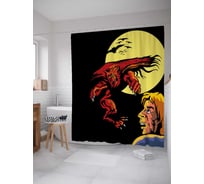 Штора (занавеска) для ванной JoyArty "Оборотень в ночи" из сатена, 180х200 см с крючками, sc_30510