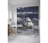 Штора (занавеска) для ванной JoyArty "На всех парусах" из сатена, 180х200 см с крючками, sc_32146