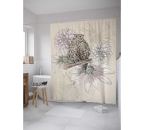 Штора (занавеска) для ванной JoyArty "Зарисовки совы" из сатена, 180х200 см с крючками, sc_32541