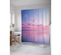 Штора (занавеска) для ванной JoyArty "Нежный облачный закат" из сатена, 180х200 см с крючками, sc_30464
