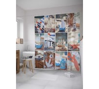 Штора (занавеска) для ванной JoyArty "Мелкие морские радости" из сатена, 180х200 см с крючками, sc_32020