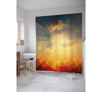 Штора (занавеска) для ванной JoyArty "Пикселизация лучей солнца" из сатена, 180х200 см с крючками, sc_30359
