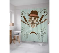 Штора (занавеска) для ванной JoyArty "Барбер шоп" из сатена, 180х200 см с крючками, sc_30441
