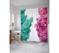 Штора (занавеска) для ванной JoyArty "Цветные клубья дыма" из сатена, 180х200 см с крючками, sc_30472