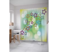 Штора (занавеска) для ванной JoyArty "Звезды на бликах" из сатена, 180х200 см с крючками, sc_31448