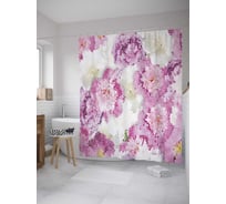 Штора (занавеска) для ванной JoyArty "Классические пионы" из сатена, 180х200 см с крючками, sc_31020
