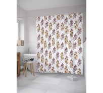 Штора (занавеска) для ванной JoyArty "Нарисованные листья" из сатена, 180х200 см с крючками, sc_31327