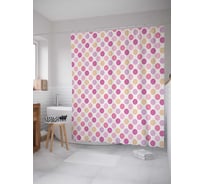 Штора (занавеска) для ванной JoyArty "Милый горошек" из сатена, 180х200 см с крючками, sc_30966