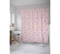 Штора (занавеска) для ванной JoyArty "Нежный принт цветов" из сатена, 180х200 см с крючками, sc_31102