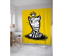 Штора (занавеска) для ванной JoyArty "Королевский кот" из сатена, 180х200 см с крючками, sc_30834