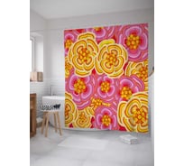 Штора (занавеска) для ванной JoyArty "Фиалки" из сатена, 180х200 см с крючками, sc_30965