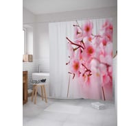 Штора (занавеска) для ванной JoyArty "Цветение почек" из сатена, 180х200 см с крючками, sc_30865